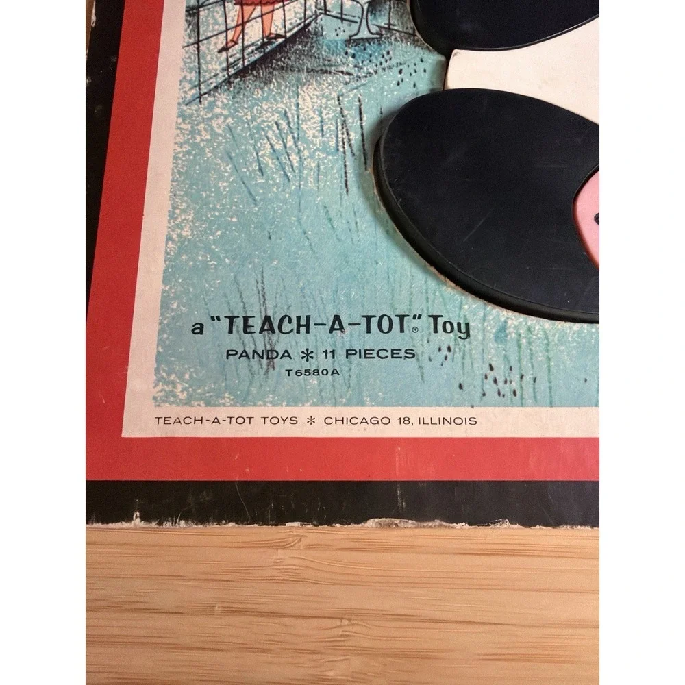 Vintage Teach-A-Tot Panda Magnetic Puzzle Playskool 11 Pc‎ Inlaid Plastic Toy